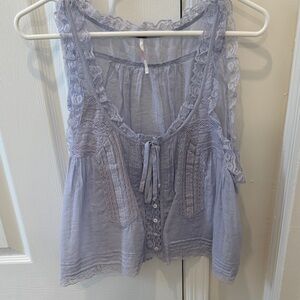 Free People Lavender Lace Trim Women Top